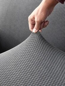 Vải bọc ghế sofa co giãn màu đồng nhất - Xám - Xem 5
