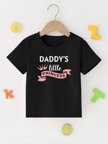 SHEIN Áo phông in hình cô gái trẻ và vương miện - màu đen - Xem 1