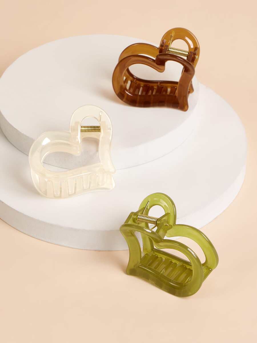 SHEIN 1pc Màu Ngẫu nhiên Kẹp Tóc Hình Trái Tim - Nhiều màu - Xem 1