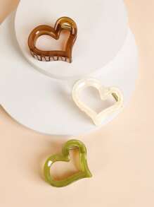 SHEIN 1pc Màu Ngẫu nhiên Kẹp Tóc Hình Trái Tim - Nhiều màu - Xem 2