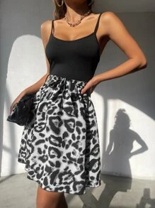SHEIN Unity Leopard Print Backless Belted Cami Dress - Multicolor - View 5