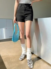 DAZY Quần Short Cạp Cao Chi Tiết Túi Chắc Chắn - màu đen - Xem 7