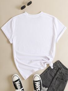 Camiseta de colores con estampado de corazón - Blanco - Ver 2