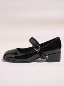 Fall/Winter Women's Flat Mary Jane Casual Ballet Heel Shoes, Black, School Style, Elegant