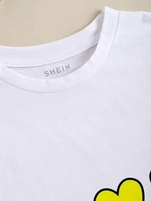 Camiseta de colores con estampado de corazón - Blanco - Ver 3