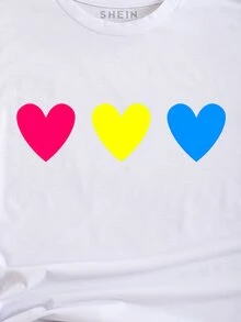 Camiseta de colores con estampado de corazón - Blanco - Ver 5