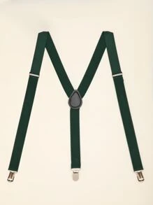 Men Minimalist Suspenders - Dark Green - View 1