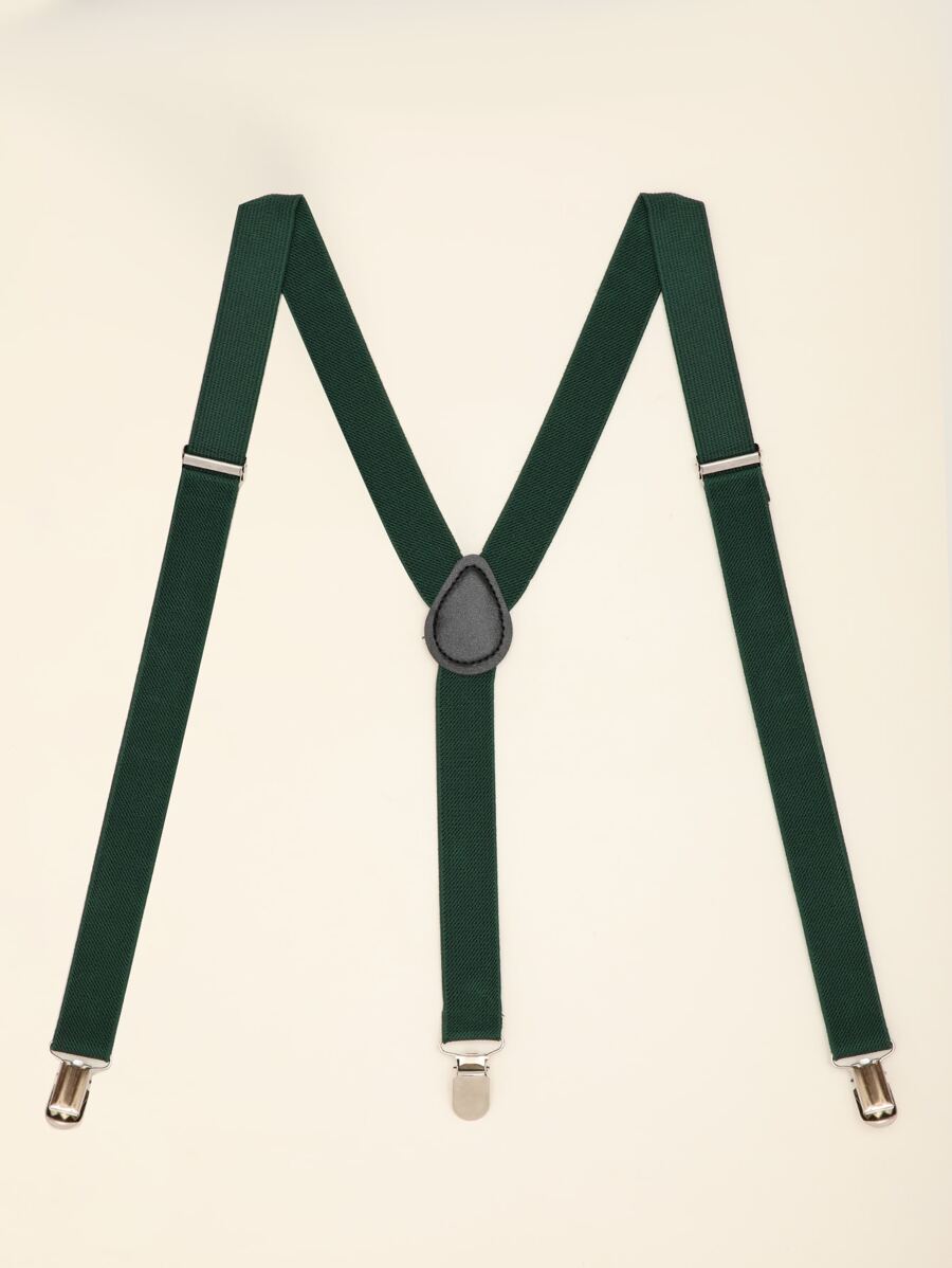 Men Minimalist Suspenders - Dark Green - View 1