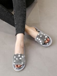Women's Fashionable Indoor Slippers With Star Pattern For Bedroom - Grey - View 2
