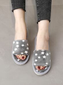 Women's Fashionable Indoor Slippers With Star Pattern For Bedroom - Grey - View 3