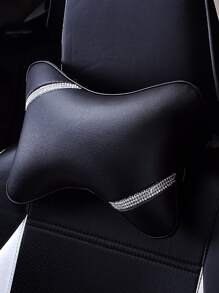Almohada cervical con diseño de diamante de imitación asiento de coche - Negro - Ver 2