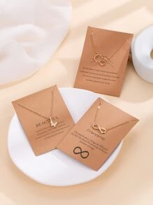 3pcs Butterfly Pendant Necklace - Yellow Gold - View 1