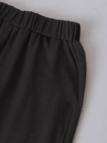 Niñito Pantalones deportivos con camiseta con estampado de pluma - Negro - Ver 5