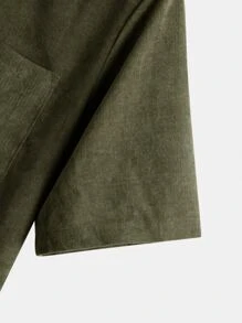 Manfinity Men Patched Pocket High Low Shirt - Army Green - View 3