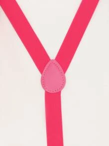 Men Solid Suspenders & Bow Tie - Hot Pink - View 3