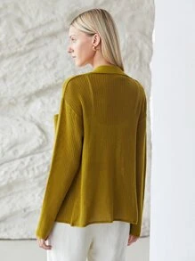 SHEIN Essnce Women Casual Design Cardigan - Mustard Yellow - View 3