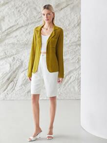 SHEIN Essnce Women Casual Design Cardigan - Mustard Yellow - View 6