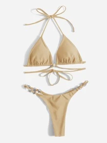 Bikini tam giác hở hang mùa hè - Màu be - Xem 1