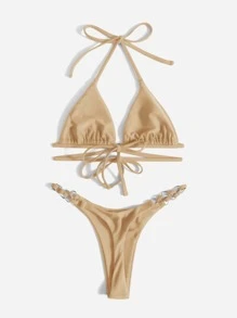 Bikini tam giác hở hang mùa hè - Màu be - Xem 2