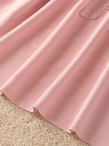 Niñas Vestido con lazo lateral de hombros descubiertos ribete con fruncido - Rosa Pálido - Ver 3