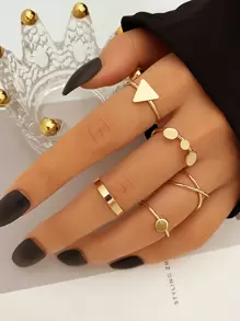 5 piezas Anillo con diseño geométrico