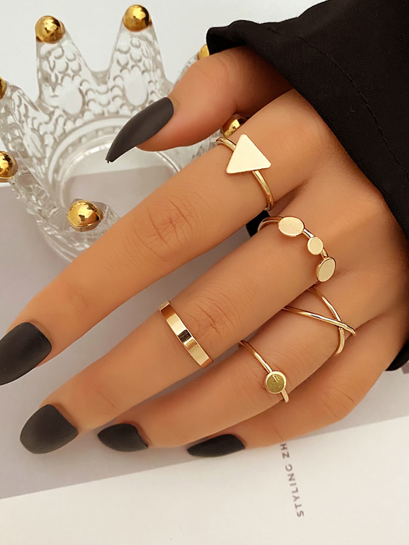 5 piezas Anillo con diseño geométrico