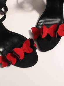 Xăng đan Cao gót Nữ Đề can Hoa Dải mỏng Đúng mốt - màu đen - Xem 6