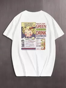 Manfinity Hypemode 男士日文和人像圖案T恤 - 白色 - 查看 1