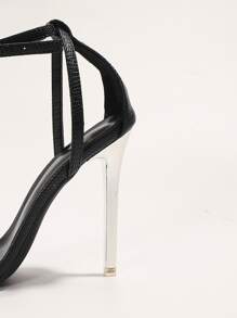 細跟踝帶涼鞋 - 黑色 - 查看 3