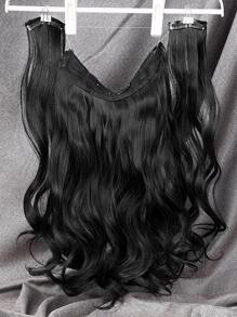 3pcs Natural Long Curly Synthetic Hair Extension - Black - View 2