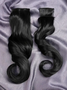 3pcs Natural Long Curly Synthetic Hair Extension - Black - View 5