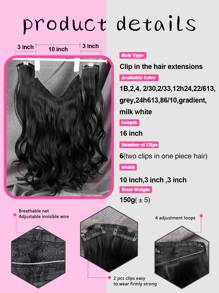 3pcs Natural Long Curly Synthetic Hair Extension - Black - View 3