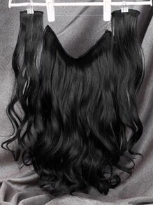 3pcs Natural Long Curly Synthetic Hair Extension - Black - View 6