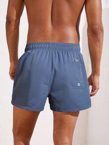 Manfinity Men Drawstring Waist Swim Trunks - Dusty Blue - View 2