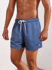 Manfinity Men Drawstring Waist Swim Trunks - Dusty Blue - View 8