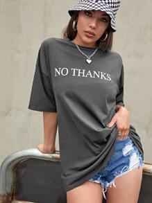 Flirla Slogan Graphic Oversized Tee