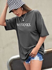 Flirla Slogan Graphic Oversized Tee