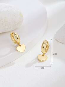 Heart Drop Earrings - Yellow Gold - View 3