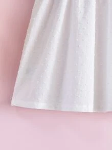 Baby Floral Embroidered Ruffle Sleeve Keyhole Back Dress - White - View 5