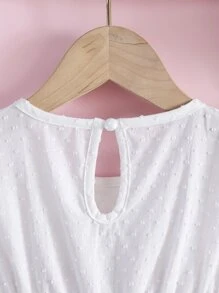 Baby Floral Embroidered Ruffle Sleeve Keyhole Back Dress - White - View 6