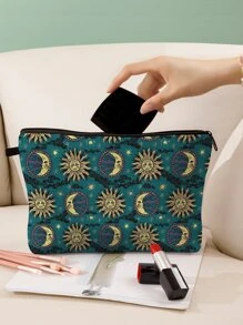 卡通太陽和月亮印花拉鍊化妝包 - 彩色 - 查看 1