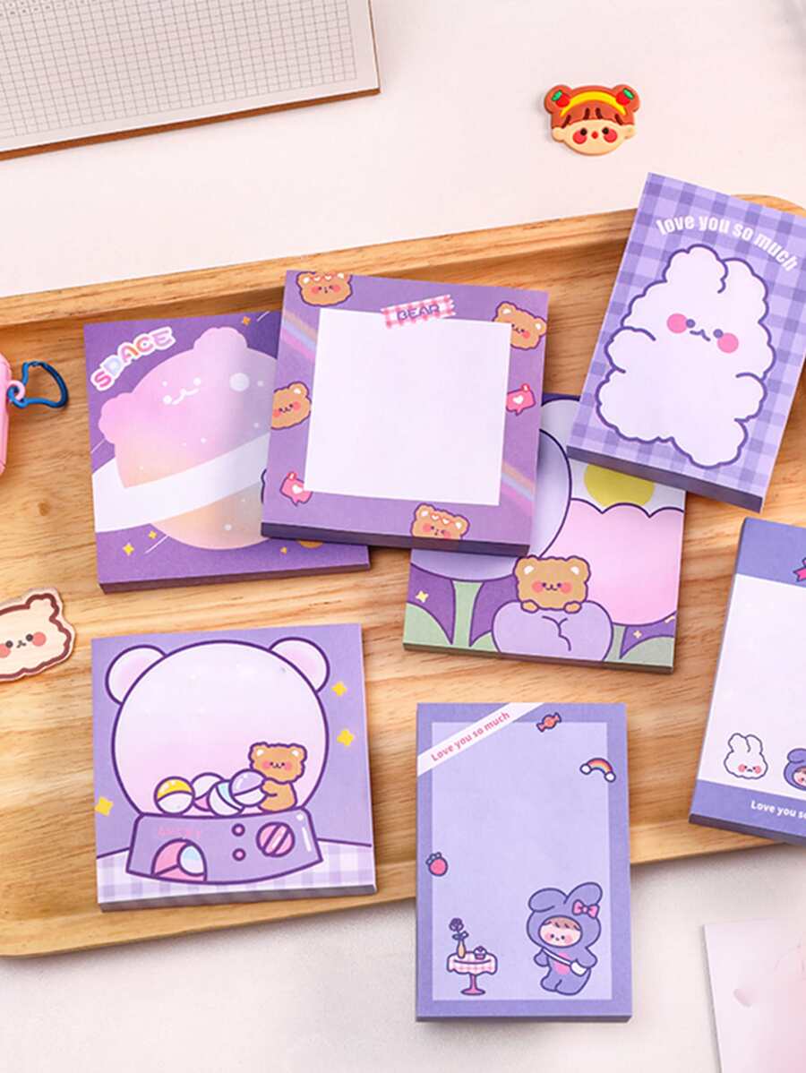 4入組卡通圖案隨機便簽 - 彩色 - 查看 1