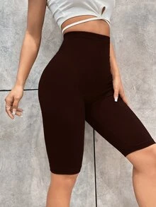 SHEIN Unity 素色騎行褲 - 巧克力棕 - 查看 4