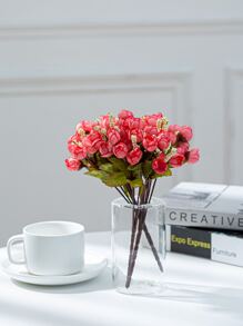 Hoa nhân tạo 1 nhánh với đầu 15 chiếc - Hồng - Xem 1