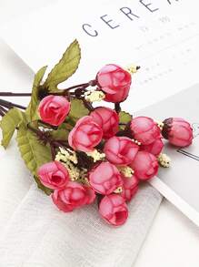 Hoa nhân tạo 1 nhánh với đầu 15 chiếc - Hồng - Xem 2