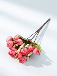 Hoa nhân tạo 1 nhánh với đầu 15 chiếc - Hồng - Xem 3