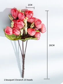 Hoa nhân tạo 1 nhánh với đầu 15 chiếc - Hồng - Xem 4