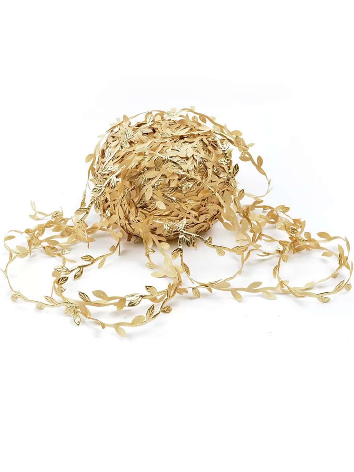 1pc Artificial Leaf Vine, 5M Gold Metallic Polyester Vine String, For Home Background Decoration, Party Supply,Fake Plants,Fall Decor,Room,Desk,Garden Decor,Room Decoration Stuff - Gold - View 1