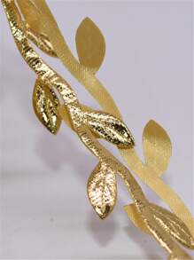 1pc Artificial Leaf Vine, 5M Gold Metallic Polyester Vine String, For Home Background Decoration, Party Supply,Fake Plants,Fall Decor,Room,Desk,Garden Decor,Room Decoration Stuff - Gold - View 5