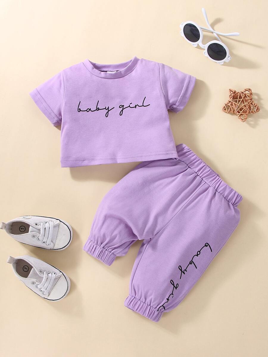 Baby Letter Graphic Tee & Sweatpants